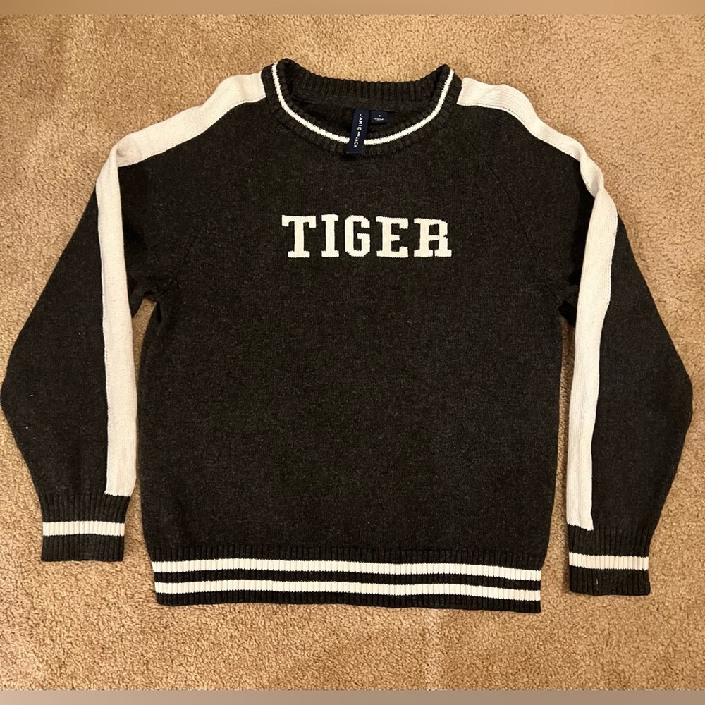 Y2K Janie And Jack Boys Black Tiger Sweater Size 7